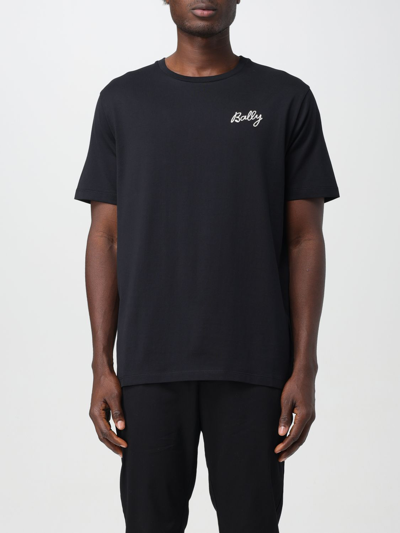 Bally Logo-embroidered Organic Cotton T-shirt In Black