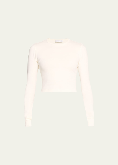 Wardrobe.nyc Crop Long Sleeve Tee In Off White