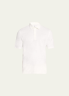 Brunello Cucinelli Men's Cotton Pique Polo Shirt In Off White