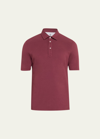 Brunello Cucinelli Men's Cotton Pique Polo Shirt In Red