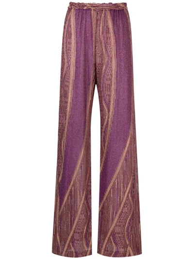 Forte Forte Lurex Jacquard Jersey Flared Pants In Violet