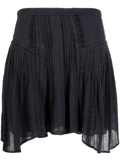 Isabel Marant Étoile Jorena Embroidered Cotton-blend Voile Skirt In Black