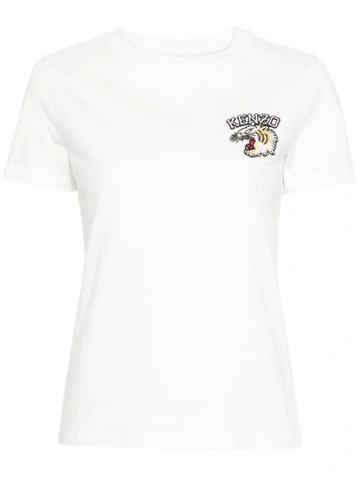 Kenzo Tiger Varsity-patch Cotton T-shirt In White