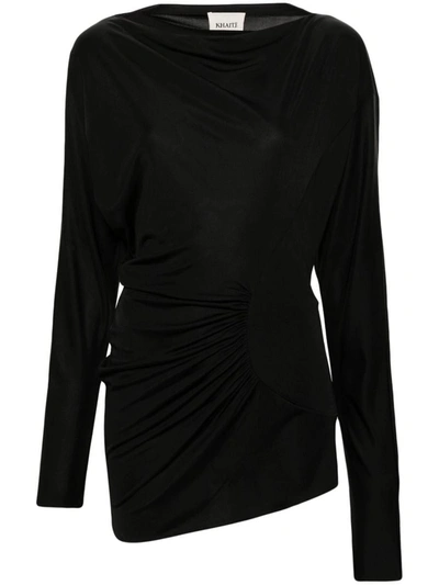 Khaite Ciro Long-sleeve Minidress In Black