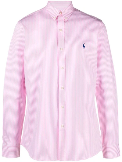 Polo Ralph Lauren Long Sleeve-sport Shirt Clothing In 4655i Pink/white