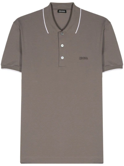 Zegna Stretch Cotton Polo Clothing In N07