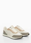 MANGO MAN LEATHER MIXED SNEAKERS GREY