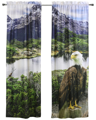 Habitat Set Of 2 Photo Real Bald Eagle Light-filtering Pole Top 37x84 Curtain  Panels In Multicolor
