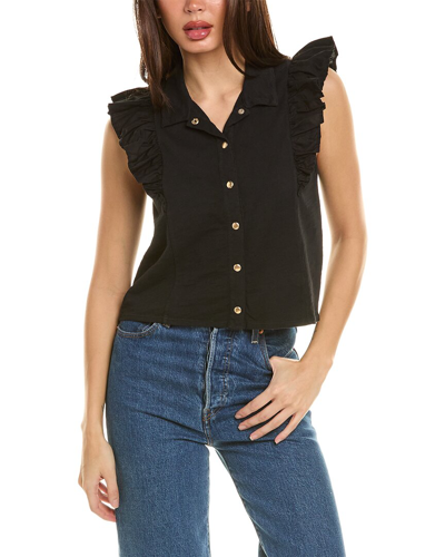 Nation Ltd Archer Ruffled Button-up Top In Black