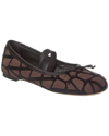 Valentino Toile Iconographe Canvas & Satin Ballerina Flat In Brown