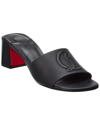 Christian Louboutin Cl Logo Block Heel Slide Sandal In Black