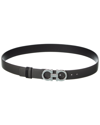 Ferragamo Gancini Reversible & Adjustable Leather Belt In Grey
