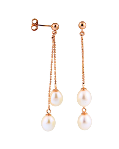 Splendid Pearls Plated Silver 7-7.5mm Freshwater Pearl Drop Earrings
