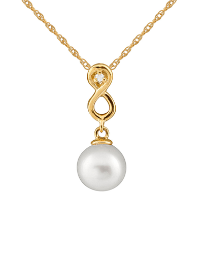 Masako Pearls Splendid Pearls 14k 0.02 Ct. Tw. Diamond & 8-8.5mm South Sea Pearl Necklace