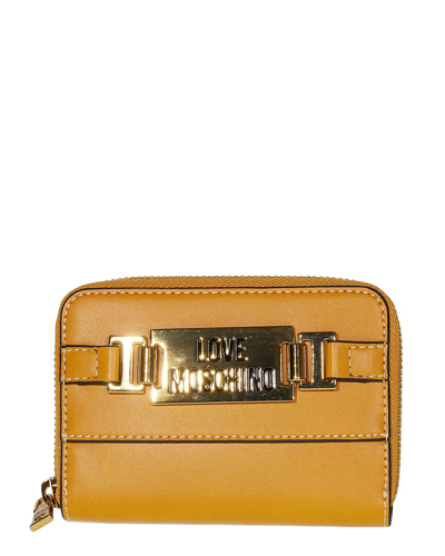 Love Moschino Leather Compact Wallet In Yellow