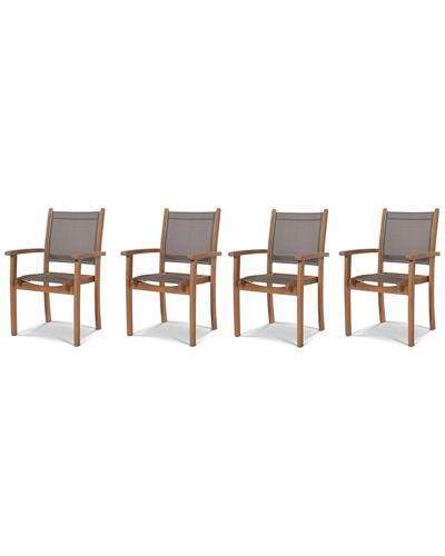 Curated Maison Perrin Stacking Teak Outdoor Dining Armchair In Taupe