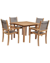 CURATED MAISON CURATED MAISON PERRIN 5-PIECE TEAK SQUARE TABLE OUTDOOR DINING SET