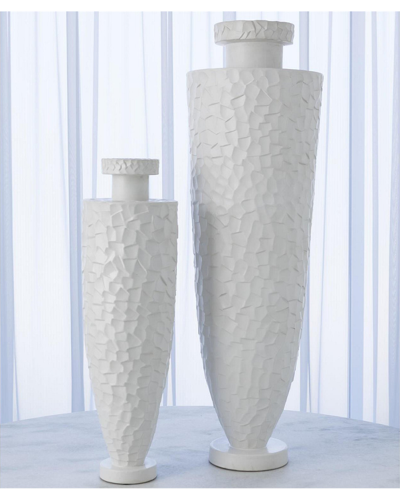 Global Views Monumental Chiseled Vase In White