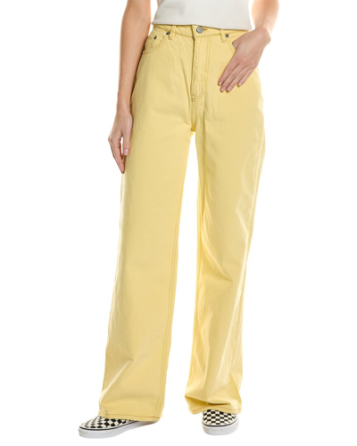 Ganni Bleached Organic Denim High-rise Wide-leg Jeans In Yellow