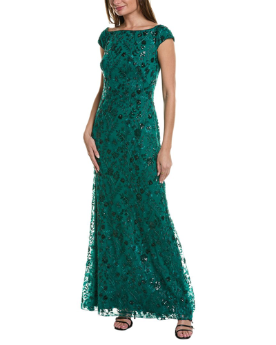 Tadashi Shoji Off-the-shoulder Gown In Green