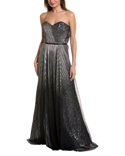 Rene Ruiz Ruched Gown In Silver