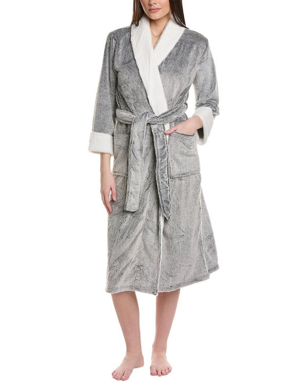 Ensemble Natori 2 Pièces : Robe Kimono + Chemise De Nuit Longue - Imprimé Fleuri Orange - Taille M