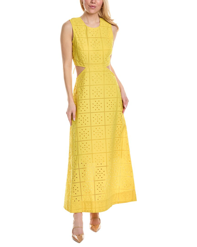 Ganni Broderie Anglaise Cut-out Maxi Dress In Yellow
