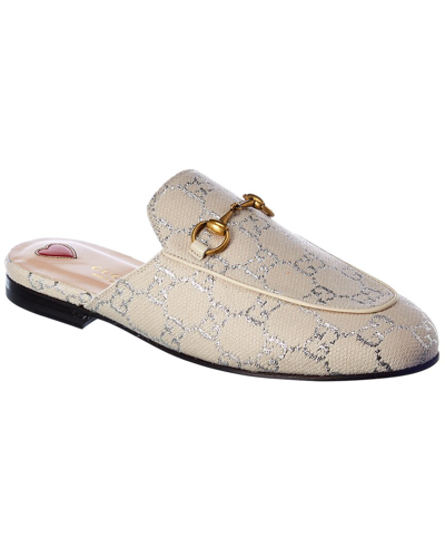 Gucci Princetown Gg Canvas Slipper In White