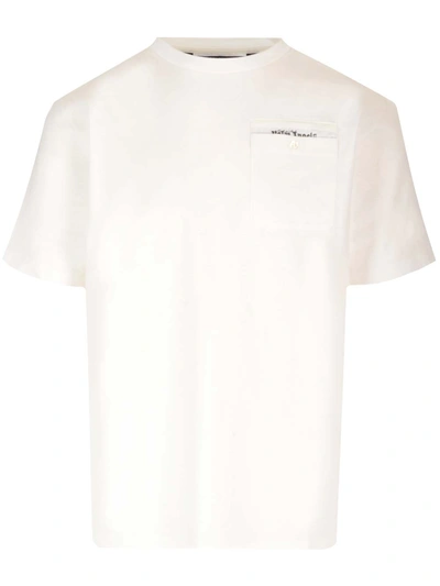 Palm Angels White T-shirt With Pocket In 0103