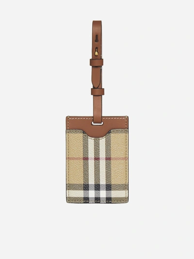Burberry Check Motif Luggage Tag In Archive Beige