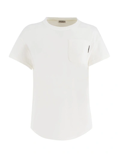 Brunello Cucinelli Cotton Jersey T-shirt In Off_white