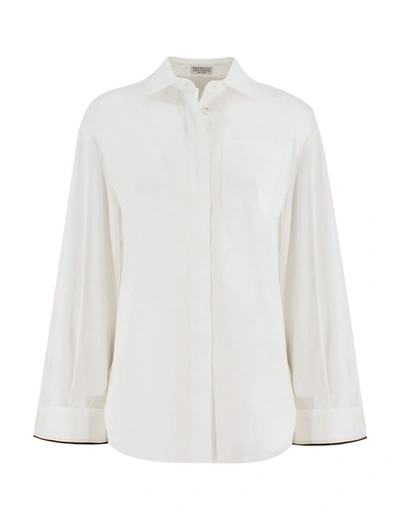 Brunello Cucinelli Elegant White Cotton Blouse In Bianco