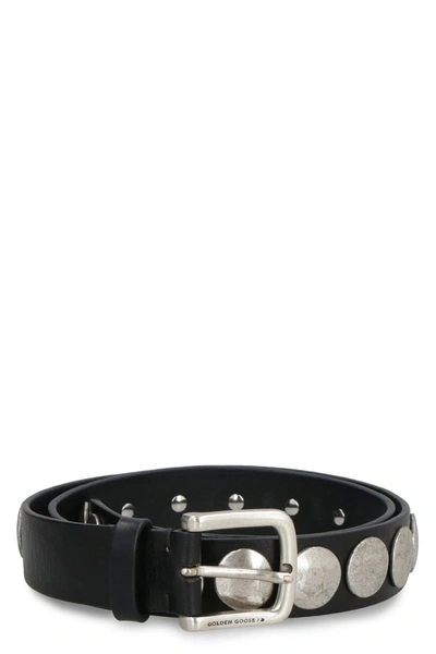 Golden Goose Leather Belt In Black/silver