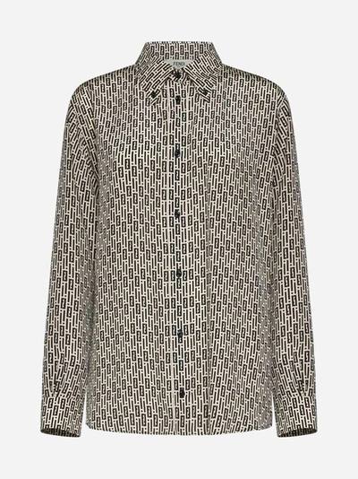 Fendi Print Silk Shirt In Black