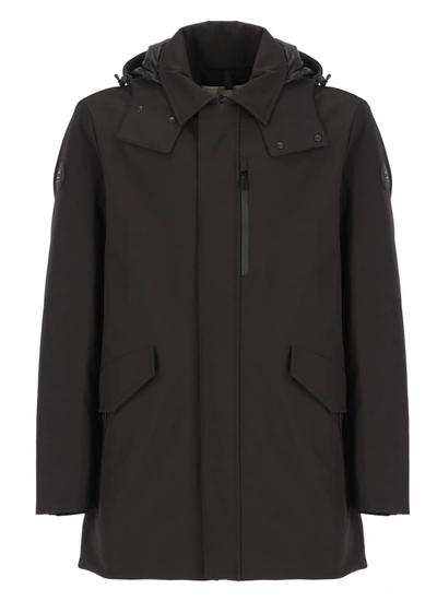 Woolrich Barrow Mac Soft Shell Jacket With Removable Hood In Black