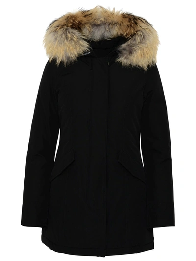 Woolrich Fur-trimmed Hooded Parka In Black