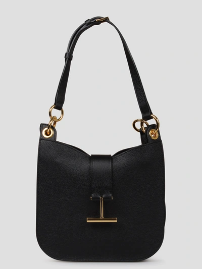 Tom Ford Small Leather Crossbody Bag In Black