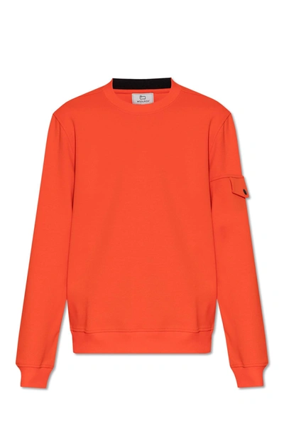 Woolrich Orange Sweatshirt With Logo In Brown