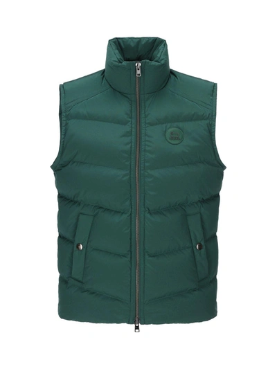 Woolrich High Neck Padded Gilet In Green