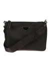 PRADA PRADA LOGO PATCH TOP ZIPPED CROSSBODY BAG