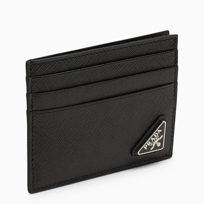 Prada Black Saffiano Leather Credit Card Holder In Nero