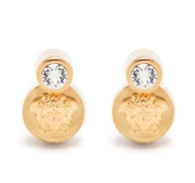 Versace Golden Strass Earrings In Oro