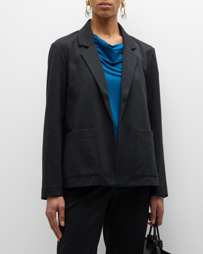 Eileen Fisher Petite Open-front Cotton Ponte Blazer In Black