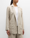 Eileen Fisher Open-front Organic Linen Blazer In Natural