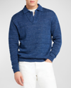 Loro Piana Men's Shibumi Linen-cotton Polo Sweater In Blue