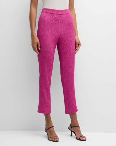 Natori Cropped Cotton Jacquard Skinny Pants In Bright Berry