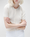 Rag & Bone Dina Short Sleeve Cotton Blend Cardigan In Ivory