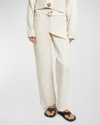 Proenza Schouler Ellsworth Belted High-rise Straight-leg Jeans In Ecru