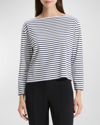 Theory Clinton Knit Boatneck Bracelet-sleeve T-shirt In Nvmu