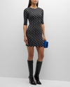 Alice And Olivia Delora Polka-dot Stretch-jersey Mini Dress In Fantasy Dot Black